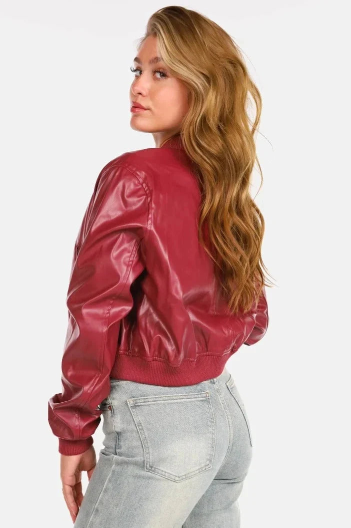 Women's Bomber Ribbed Cuffs Zip Front