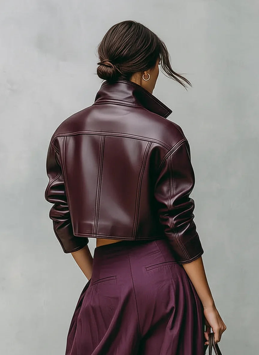 Women's Cropped Double Pocket Lapel Collar
