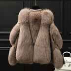 Women's Oversized Fur Collar Lapel Zip Front