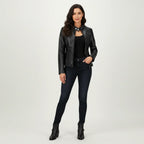 Women's Quilted Moto Zip Front