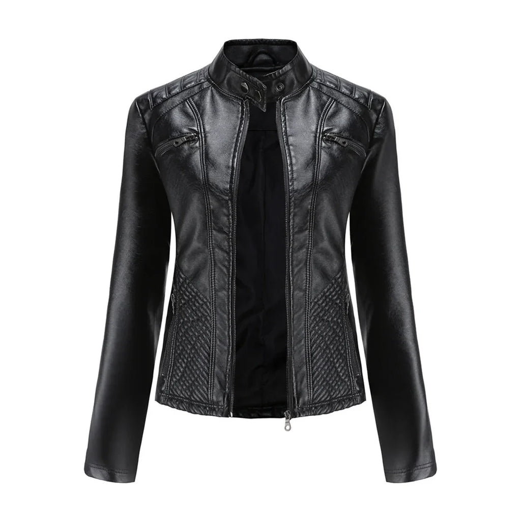 Women's Quilted Moto Zip Front