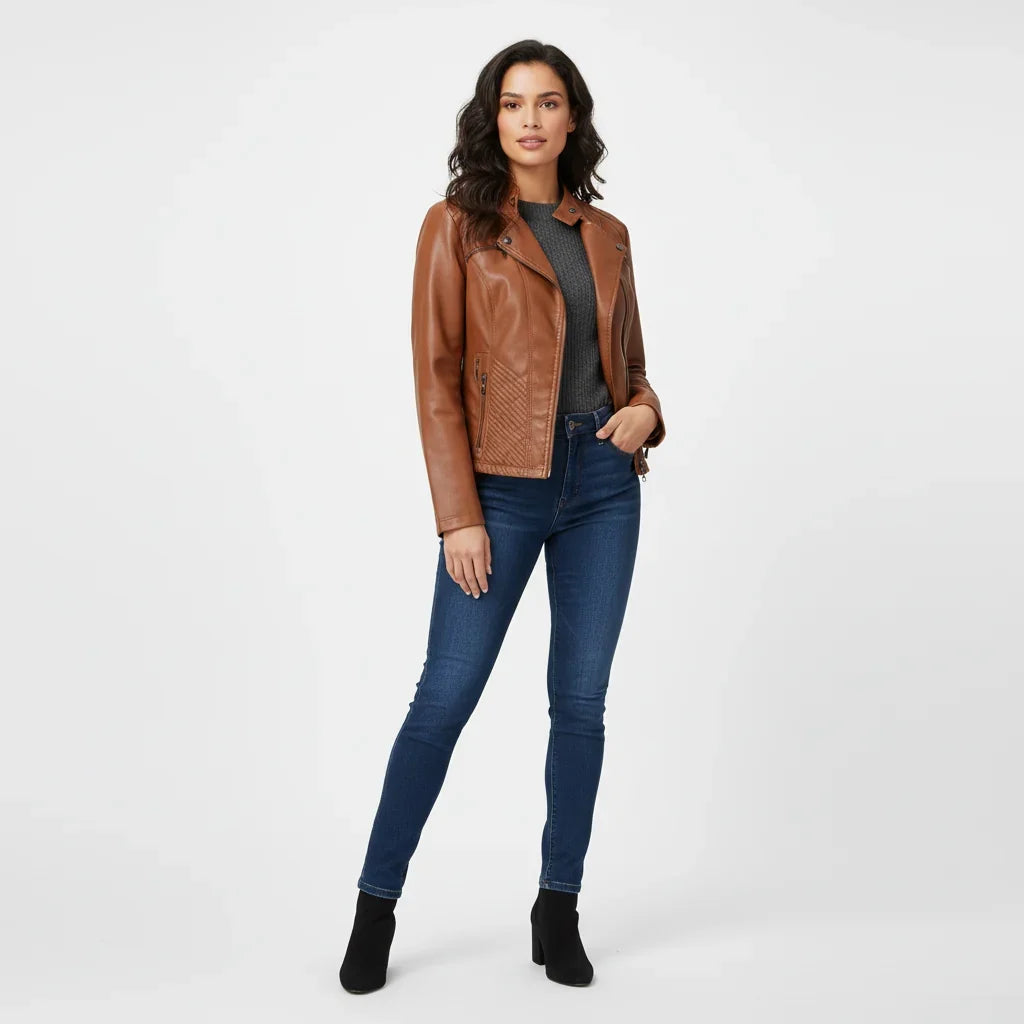 Women's Quilted Moto Zip Front
