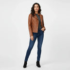 Women's Quilted Moto Zip Front