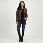 Women's Quilted Moto Zip Front