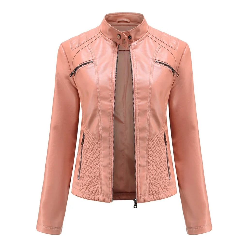 Women's Quilted Moto Zip Front