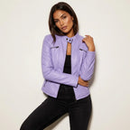 Women's Quilted Moto Zip Front