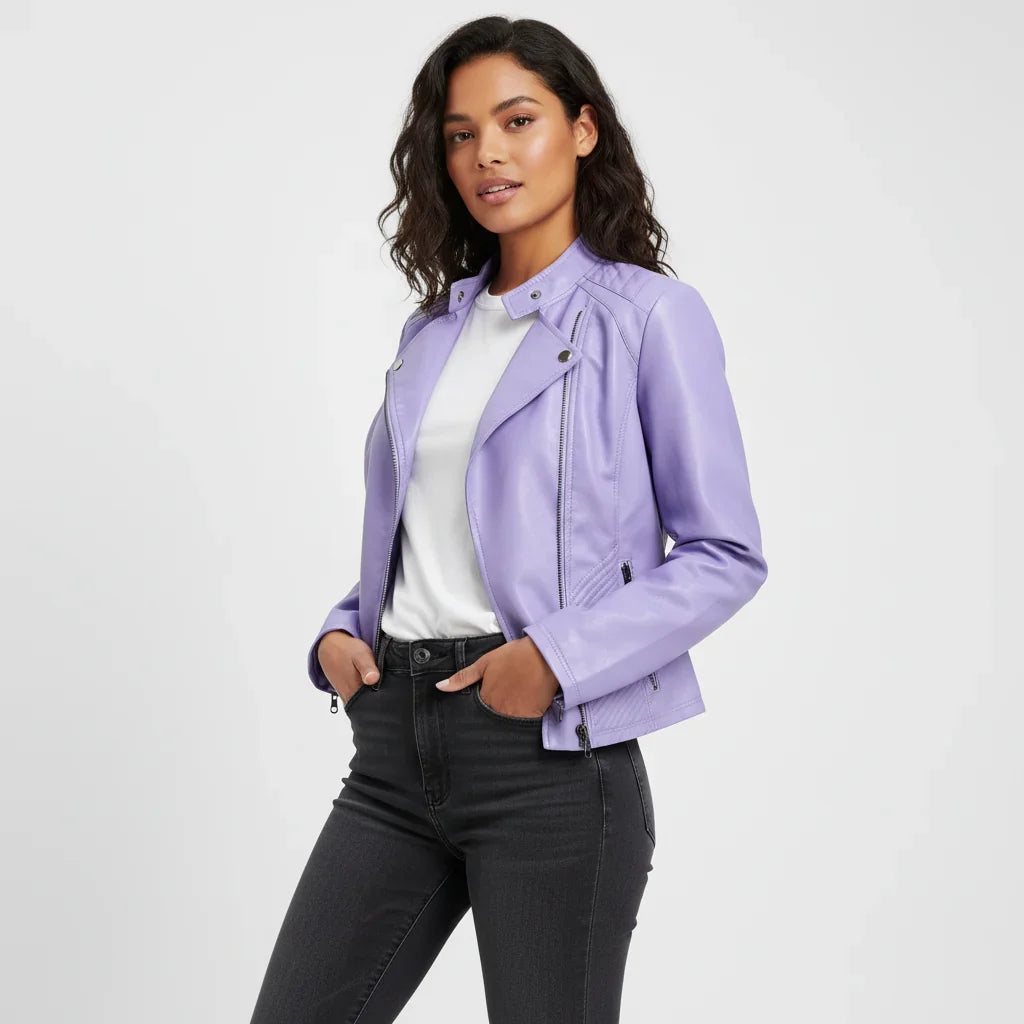 Women's Quilted Moto Zip Front