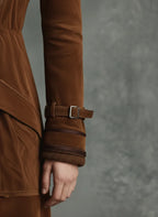 Women's Suede Double-breasted Lapel Trench