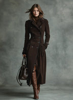 Women's Suede Double-breasted Lapel Trench