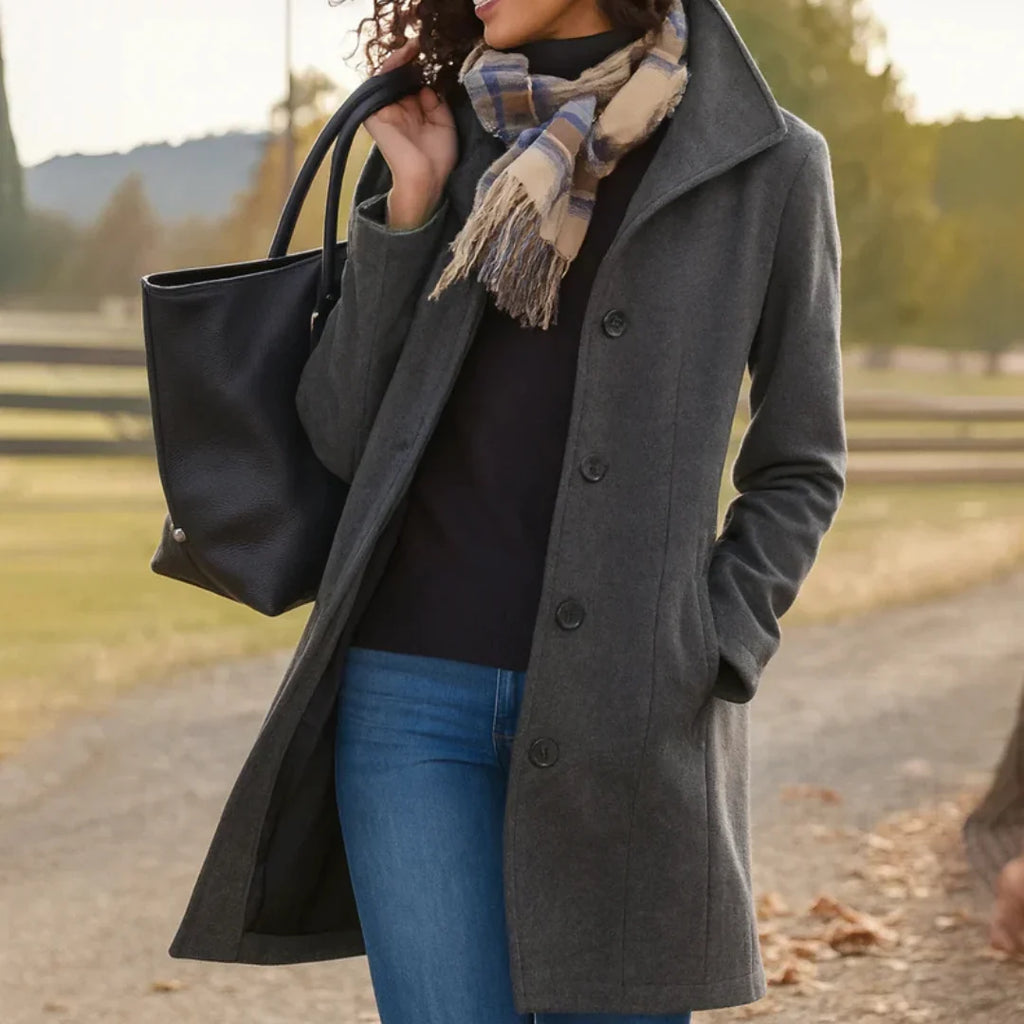 Women's Wool Blend Button Front Long Sleeve