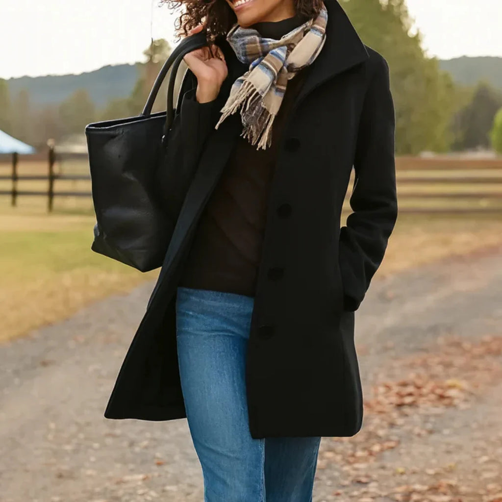 Women's Wool Blend Button Front Long Sleeve