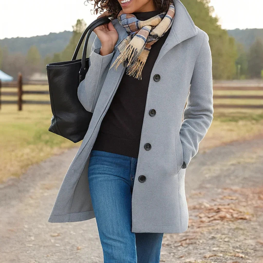 Women's Wool Blend Button Front Long Sleeve