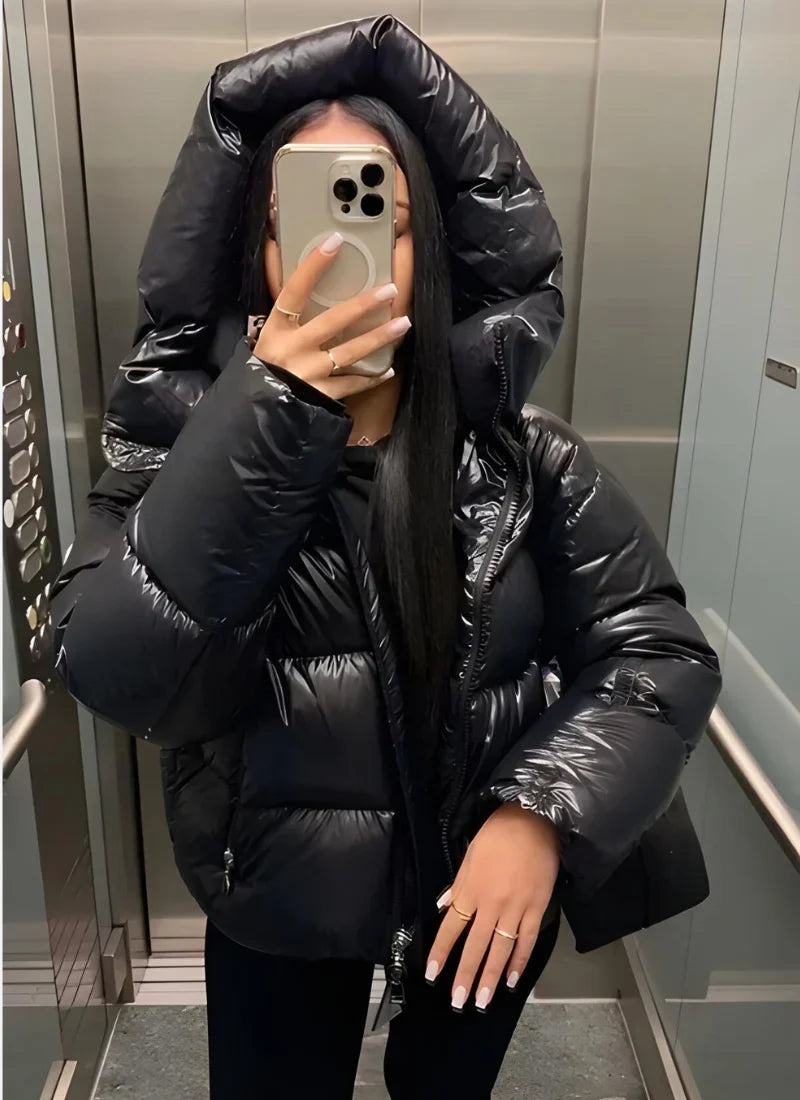 Women's Hooded Shiny Light Weight