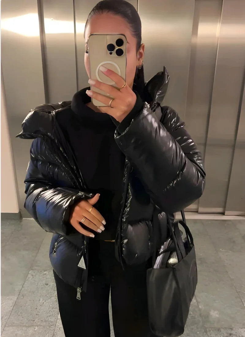 Women's Hooded Shiny Light Weight