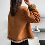 Women's Cozy Button Front Suede Faux Fur Lined