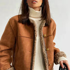 Women's Cozy Button Front Suede Faux Fur Lined