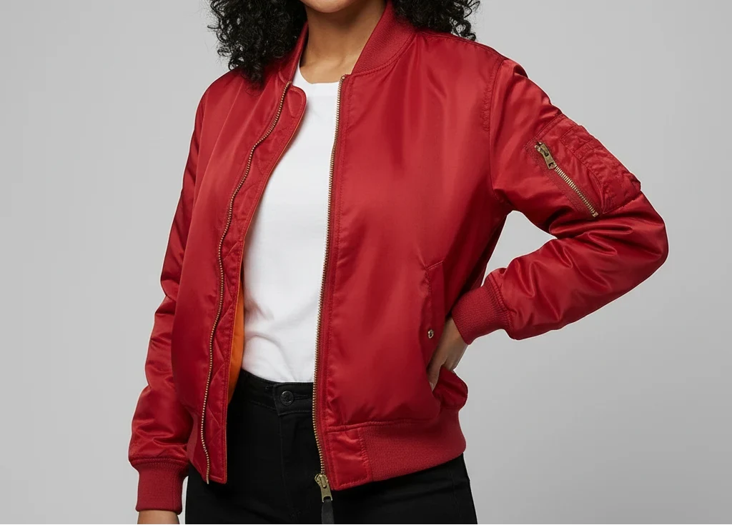 Women's MA-1 Bomber Nylon Zip Pocket