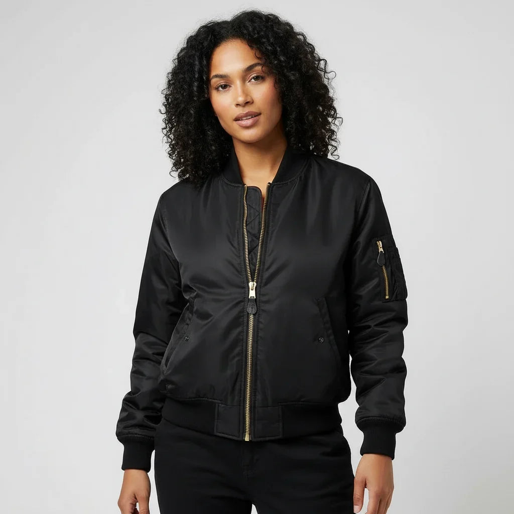 Women's MA-1 Bomber Nylon Zip Pocket