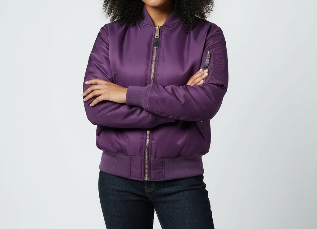 Women's MA-1 Bomber Nylon Zip Pocket