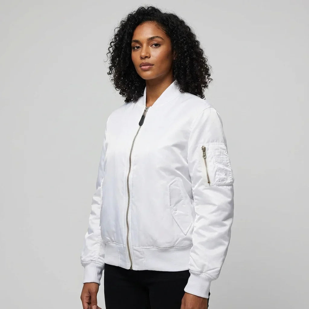 Women's MA-1 Bomber Nylon Zip Pocket