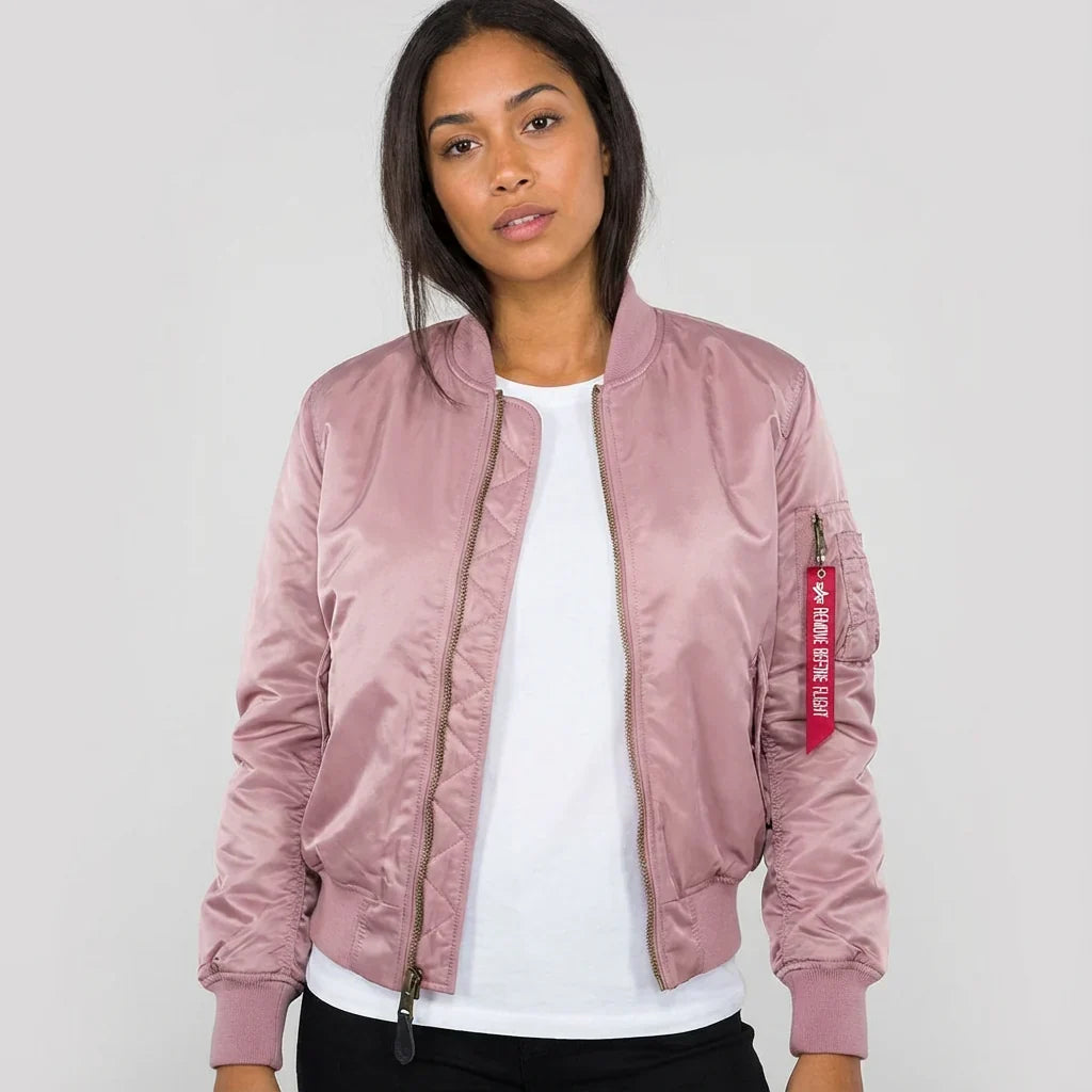 Women's MA-1 Bomber Nylon Zip Pocket