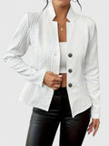 Women's Stand Collar Button Front Long Sleeve