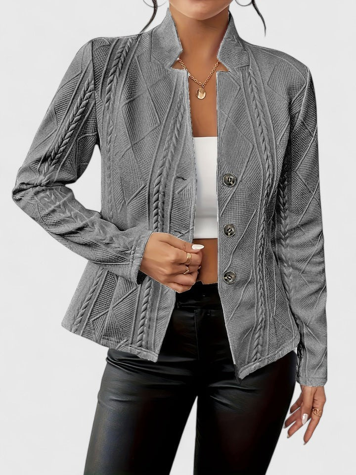 Women's Stand Collar Button Front Long Sleeve