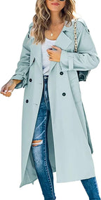 Women's Belted Double Breasted Long Sleeve