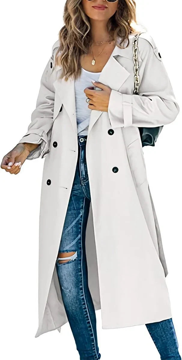 Women's Belted Double Breasted Long Sleeve