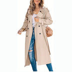 Women's Belted Double Breasted Long Sleeve