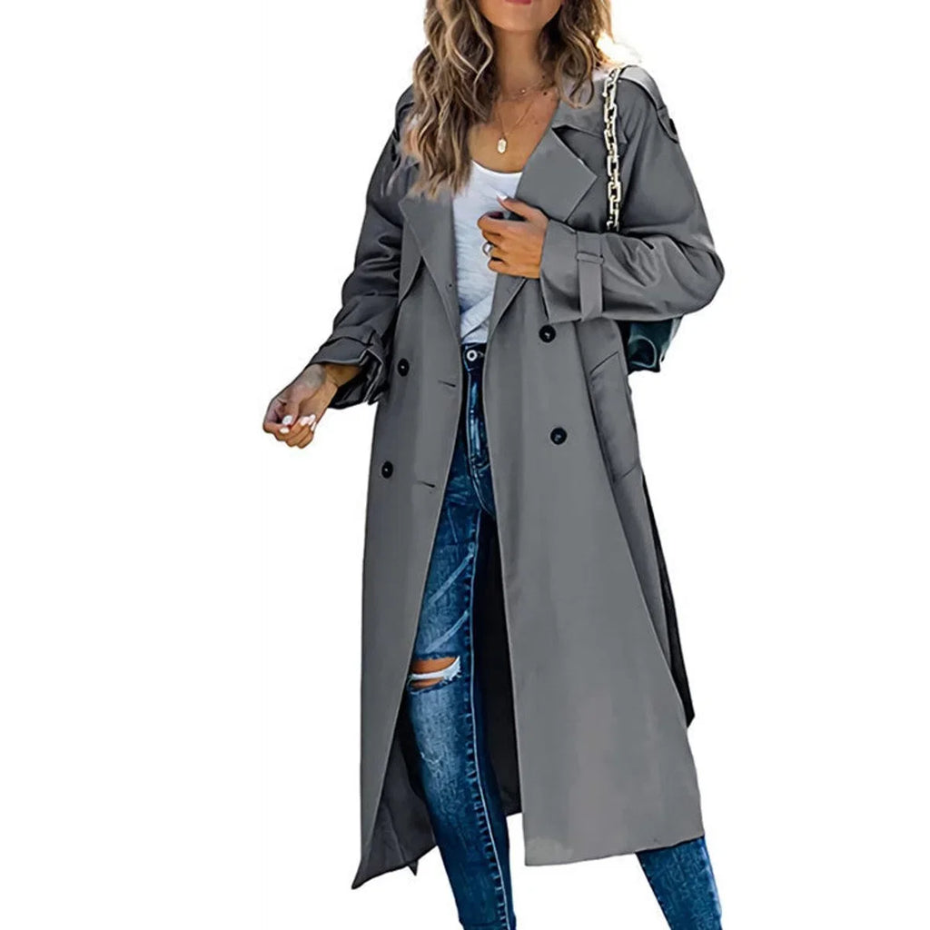 Women's Belted Double Breasted Long Sleeve