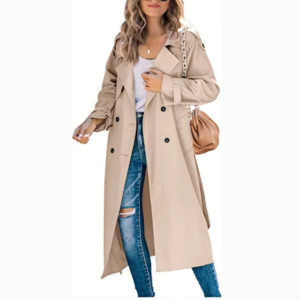 Women's Belted Double Breasted Long Sleeve