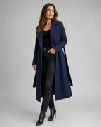 Women's Belted Wool-Blend Long Lapel