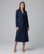 Women's Belted Wool-Blend Long Lapel