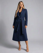 Women's Belted Wool-Blend Long Lapel