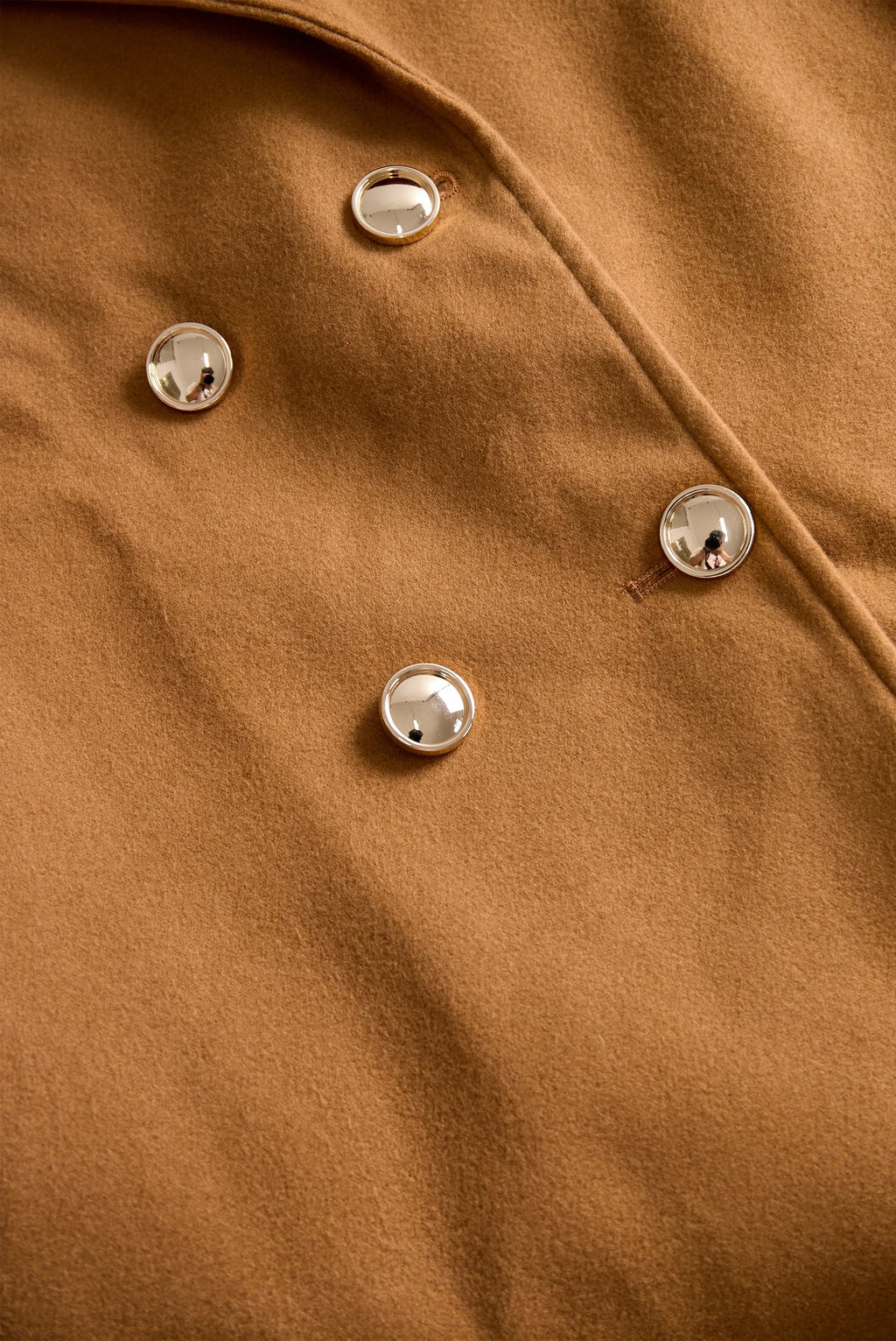 Women's Camel Belted Double Breasted Long Sleeve