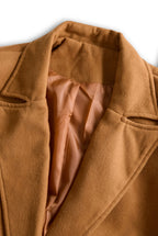 Women's Camel Belted Double Breasted Long Sleeve