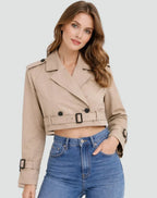 Women's Cropped Double Breasted Belted