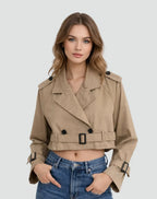 Women's Cropped Double Breasted Belted