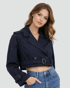 Women's Cropped Double Breasted Belted
