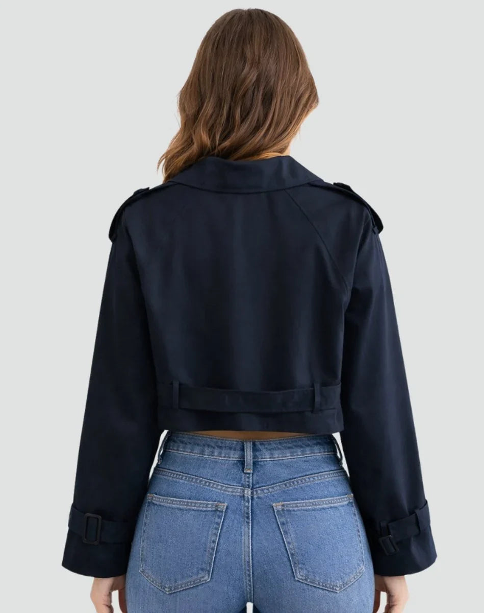 Women's Cropped Double Breasted Belted