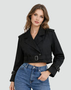 Women's Cropped Double Breasted Belted