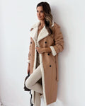 Women's Double Breasted Belted Long Sleeve