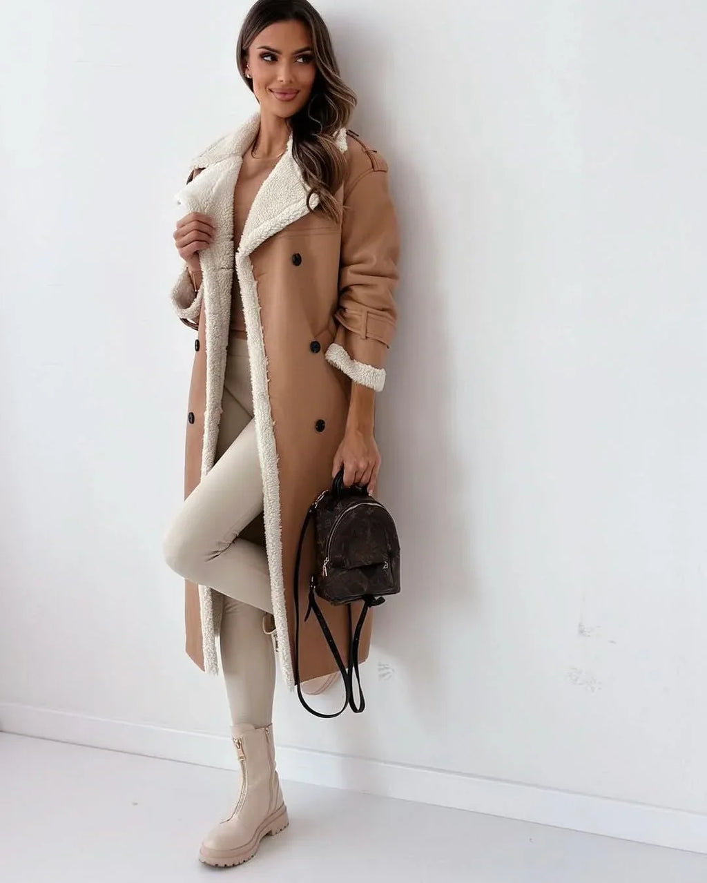 Women's Double Breasted Belted Long Sleeve