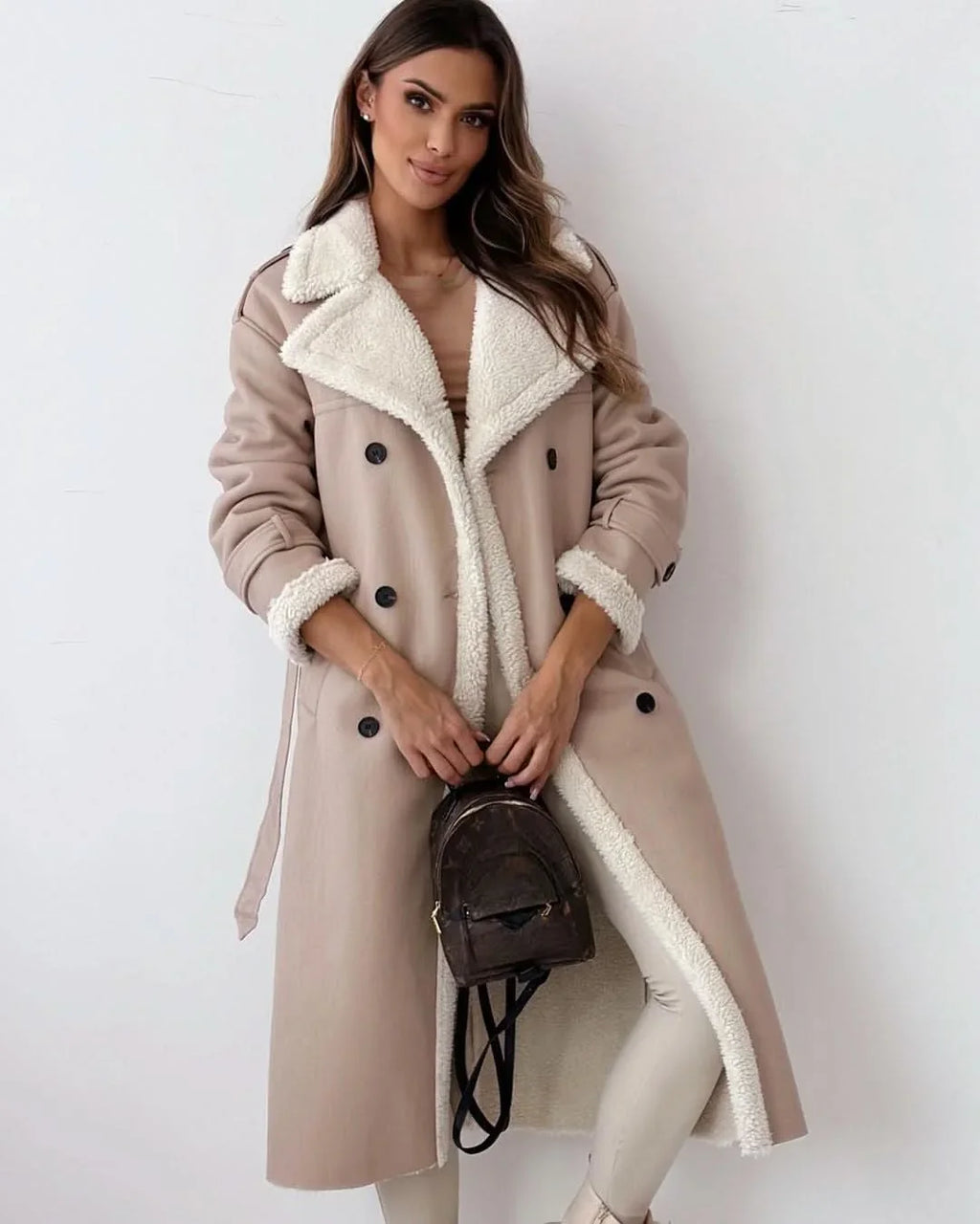 Women's Double Breasted Belted Long Sleeve