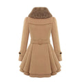 Women's Faux Fur Collar Double Breasted Belted