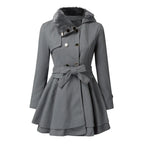 Women's Faux Fur Collar Double Breasted Belted