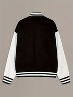 Women's Contrast Sleeve Letterman Snap Button