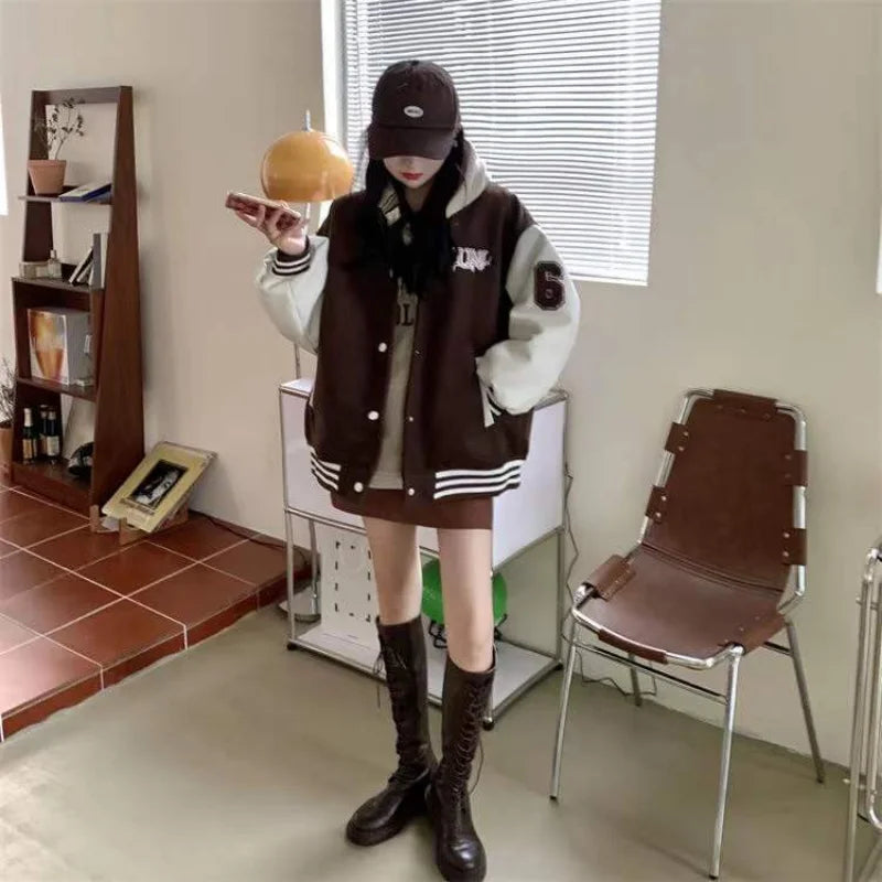 Women's Oversized Letterman Baseball Bomber