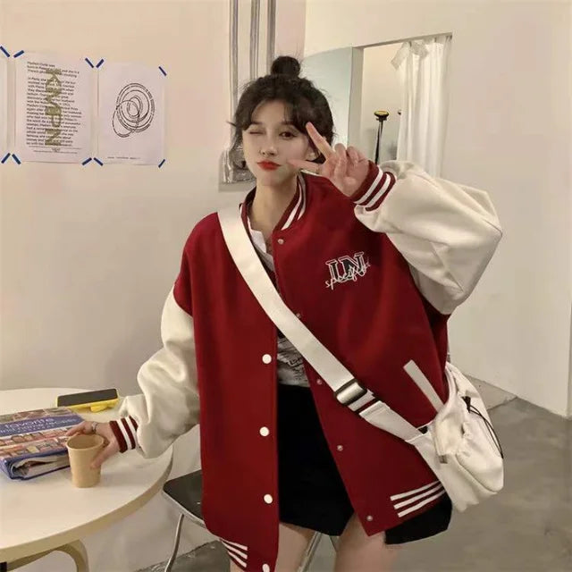 Women's Oversized Letterman Baseball Bomber